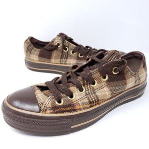 SOLD--CONVERSE ALL STAR BROWN PLAID LOW TOP SHOES